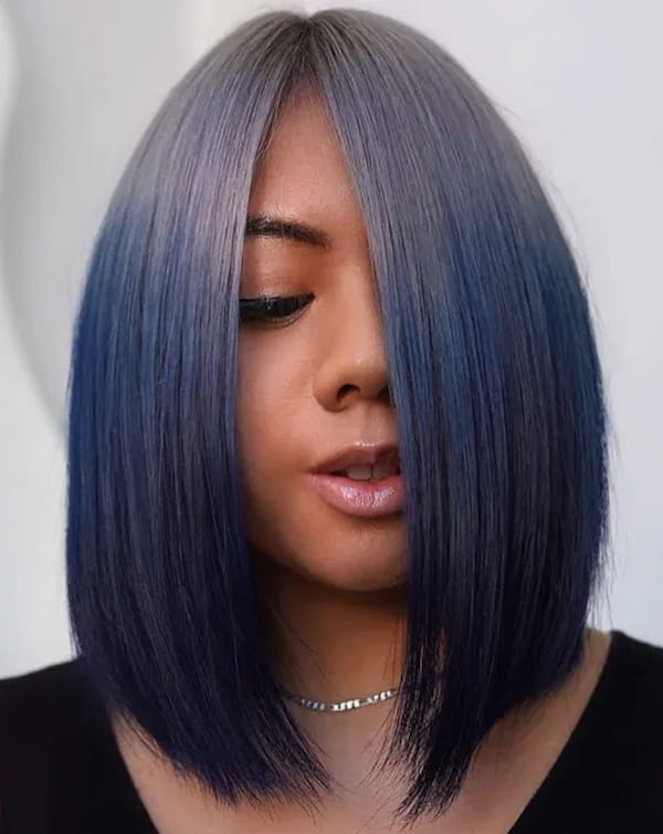 Long Bob with Blue Ombre