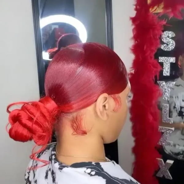 Red Sleek Ponytail