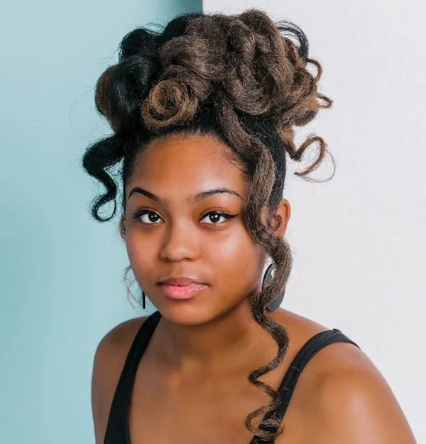Two-Tone Curled Updo for Black Women