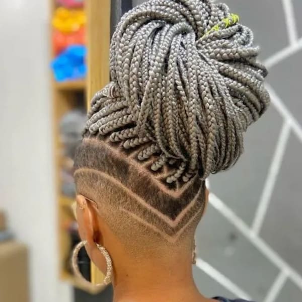 Box Braids with Tapered Cut