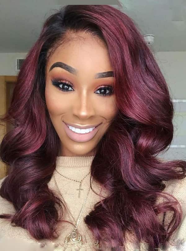 30 Purple Red Hair Hairstyles for Black Ladies