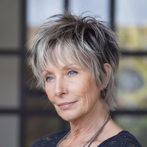 Gray and Blonde Messy Pixie