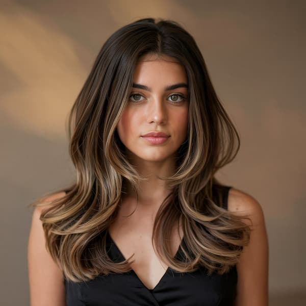 Center-Parted Long Layered Haircut