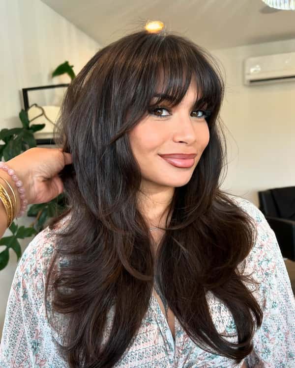 Choppy Layered Haircut with Bangs