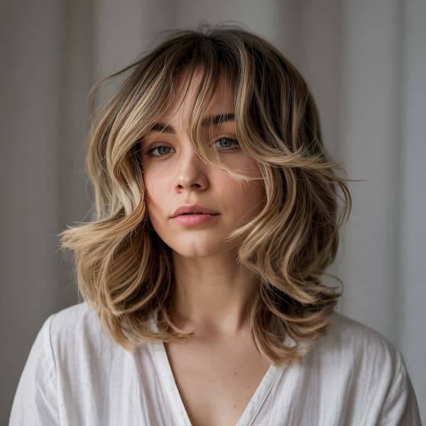 Layered Wavy Haircut for Mid-Length Hair