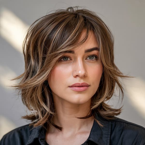 Messy Lob with Bangs