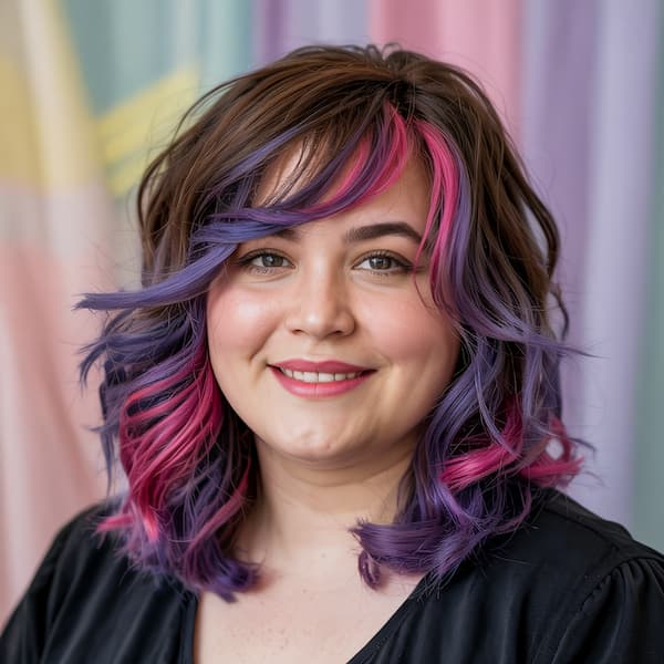 Rainbow Colored Feathered haircut