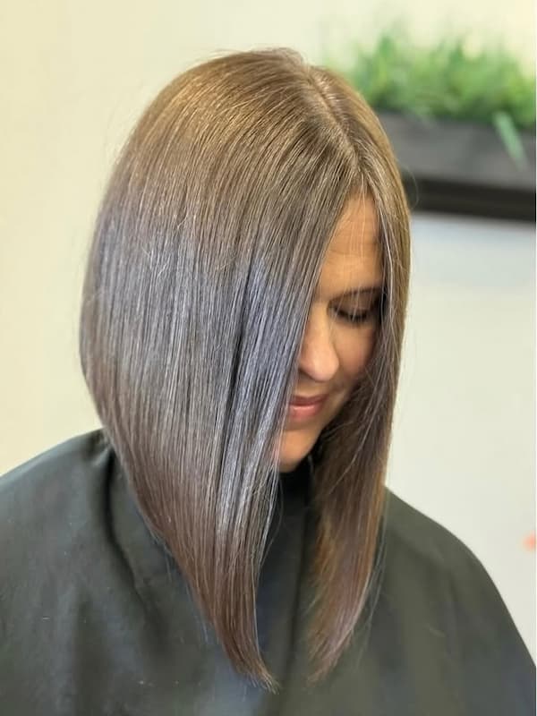 Inverted Bob with Diagonal Bangs