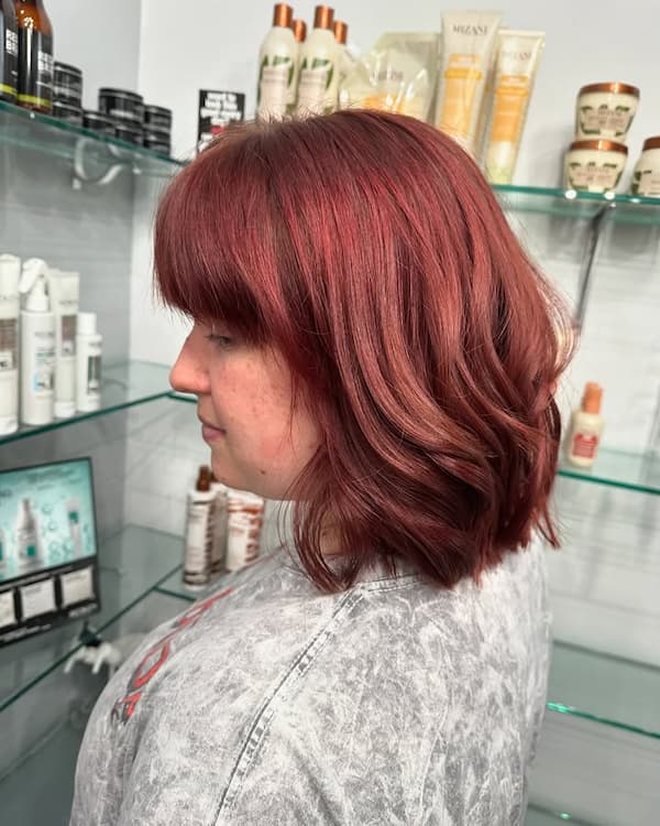 Shoulder-Length Shag with Bangs