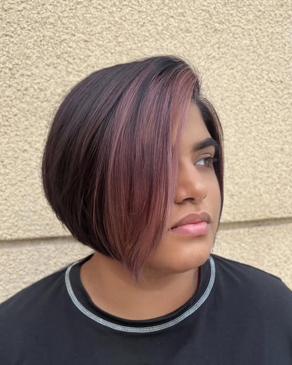 Rounded Bob with Curved Side Bangs