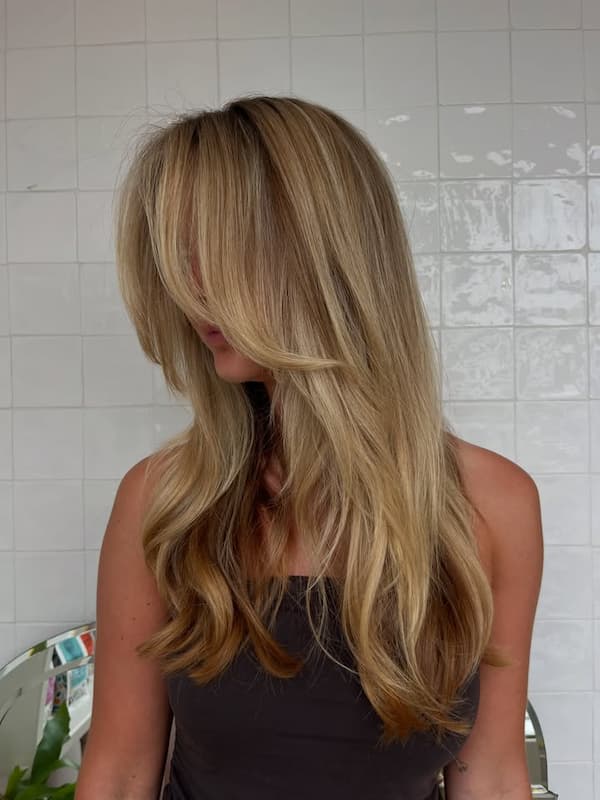 Beachy Waves with Curtain Bangs