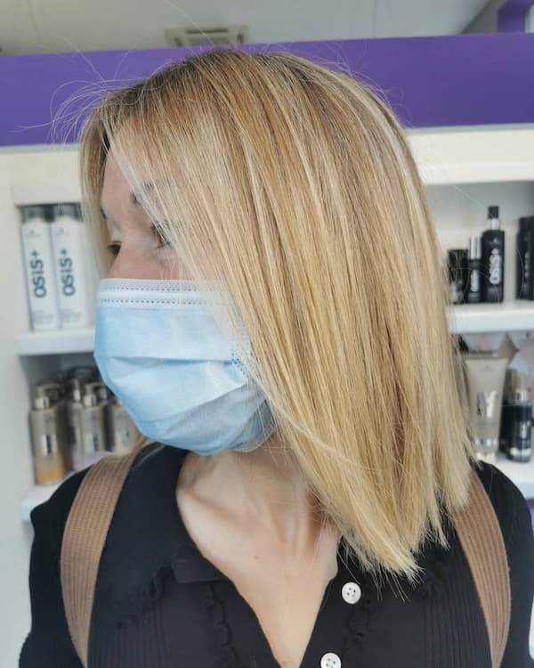 Polished Lob with Center Part