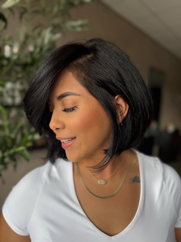 Sleek Bob with Deep Side Part