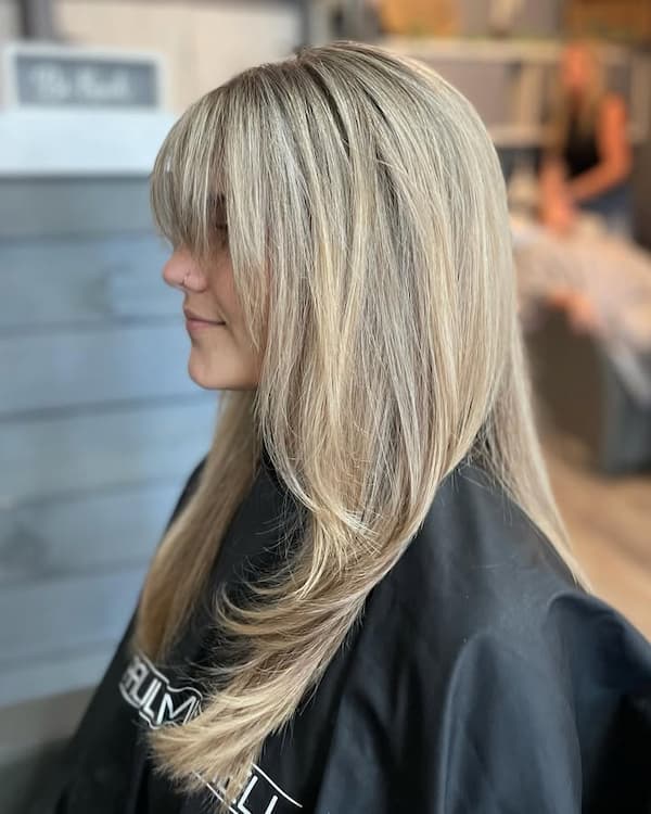 Textured Lob with Bangs