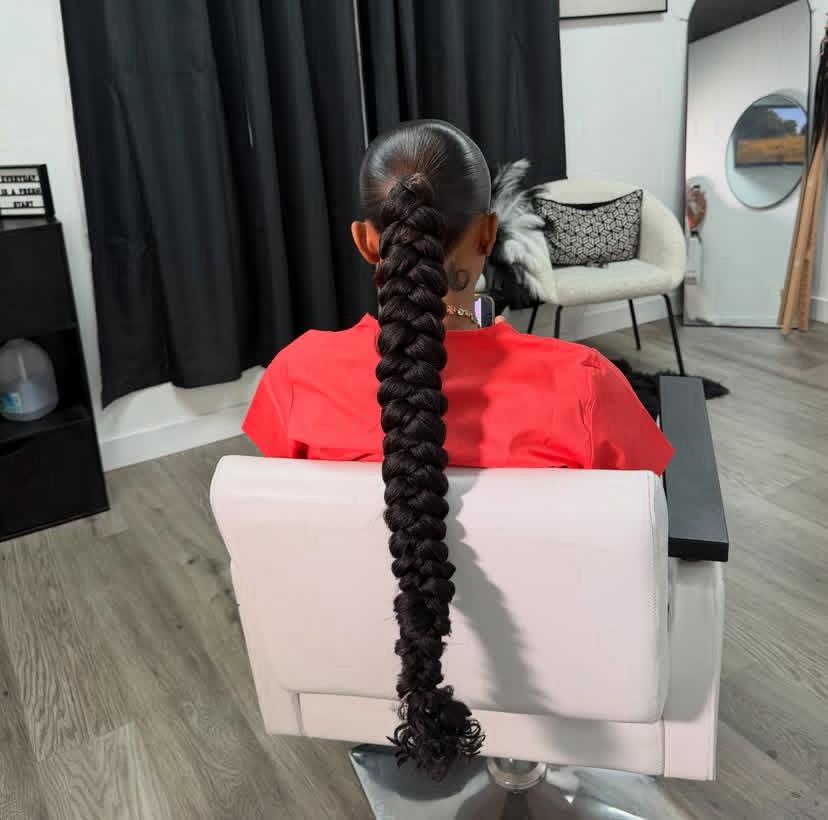 Braided Ponytail With Weave