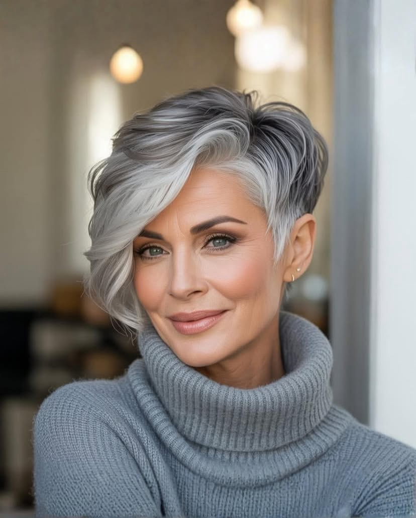 Asymmetrical Curly Pixie