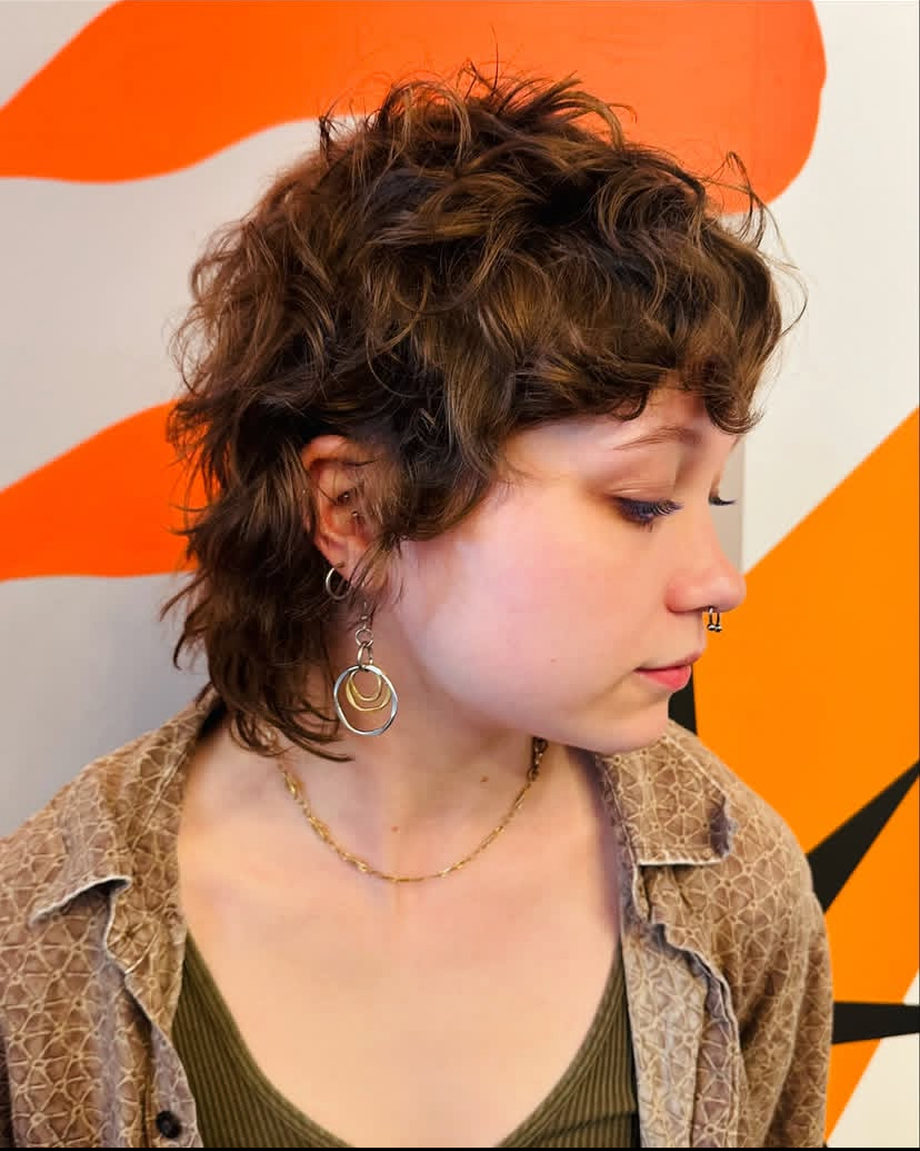 Curly Pixie with Bangs
