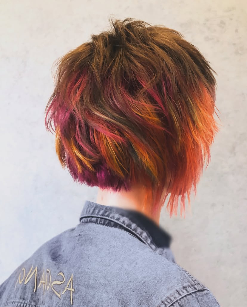 Rainbow Colored Feathered haircut&nbsp;
