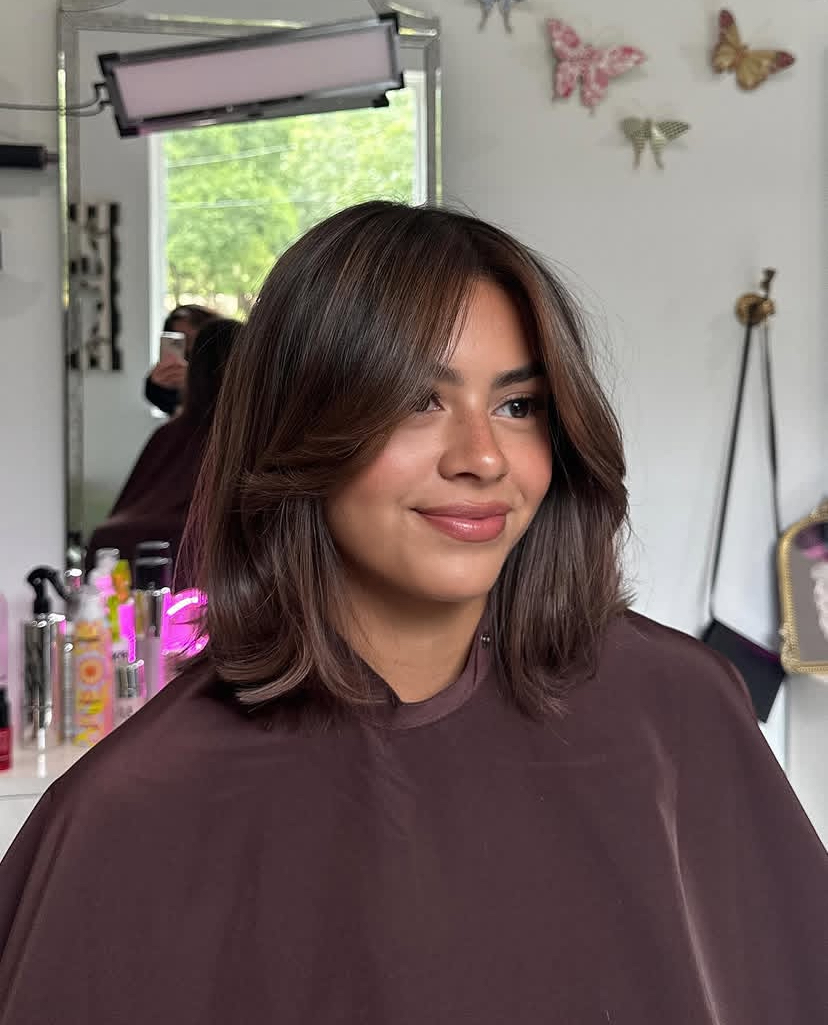 Short Face Framing Haircut with Highlights