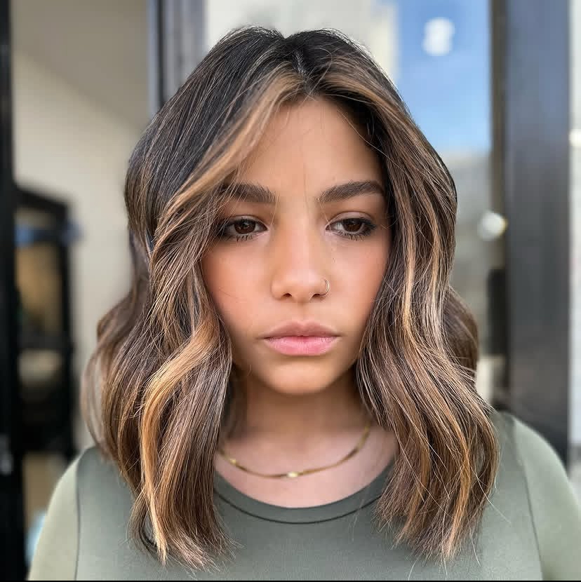 Glam Balayage Bob with Bangs