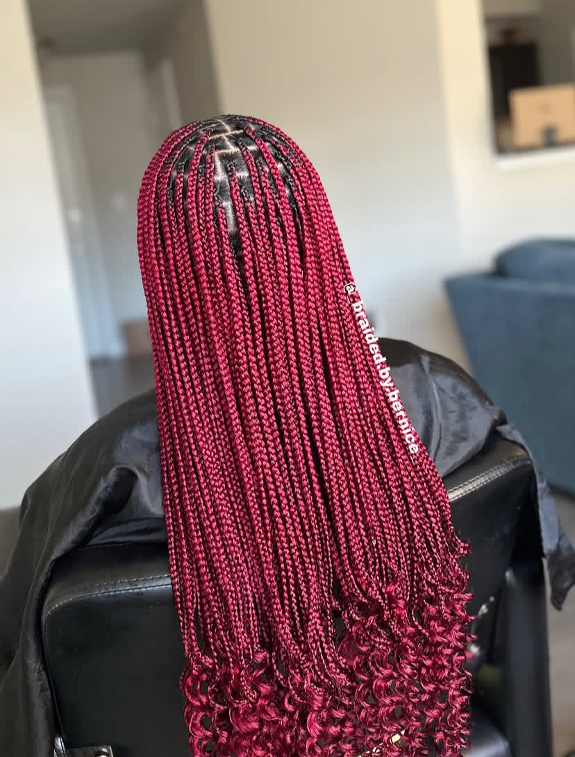 Deep Red Knotless Braids