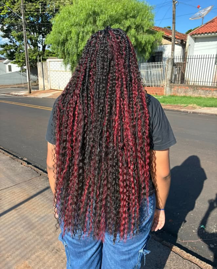 Red and Black Ombre Braids