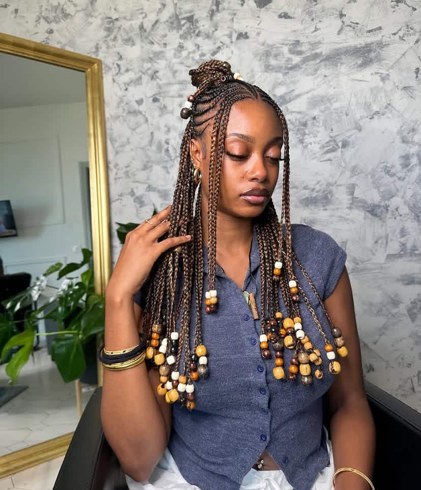 Cornrow Updo with Beads