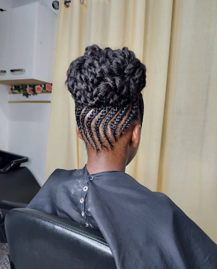Woven Cornrow updo