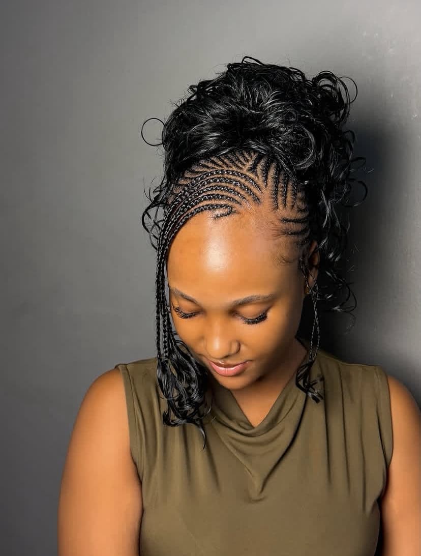 Side Swept Cornrow Updo