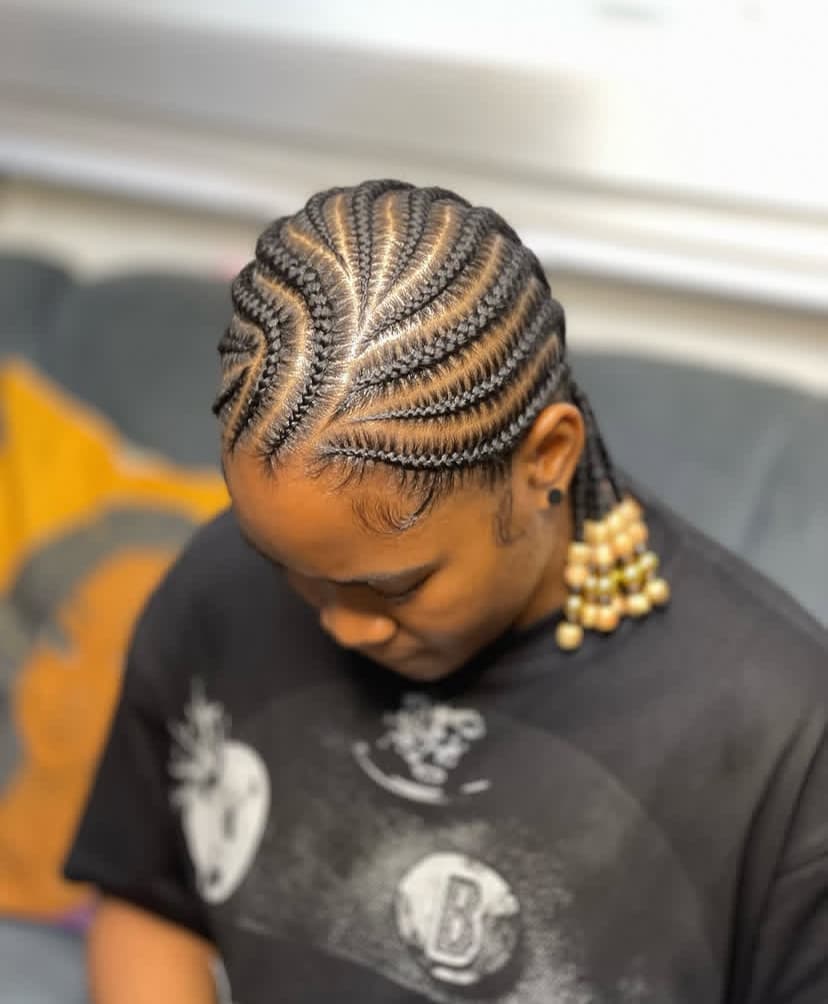 Feed In Cornrows with Beads
