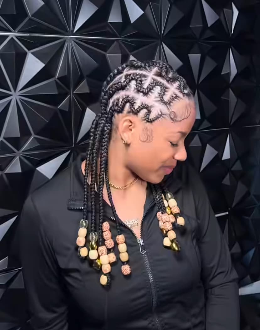 Zigzag Cornrows with Beads