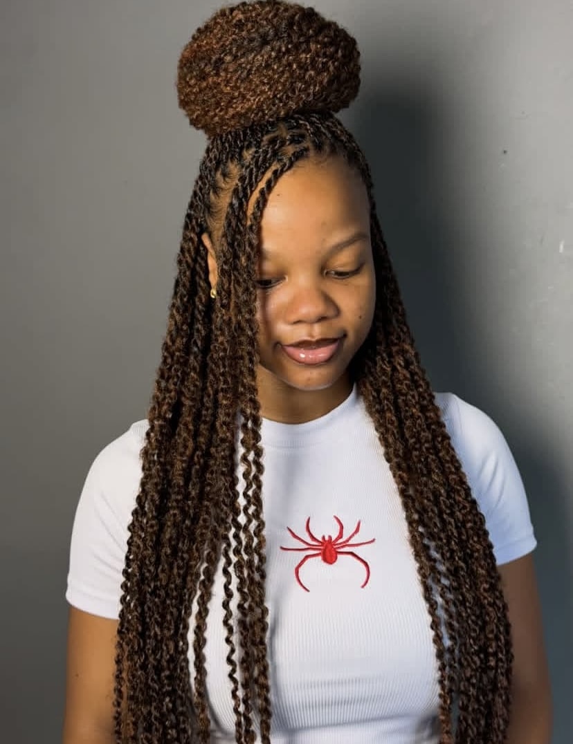 Long Senegalese Twists Half Up